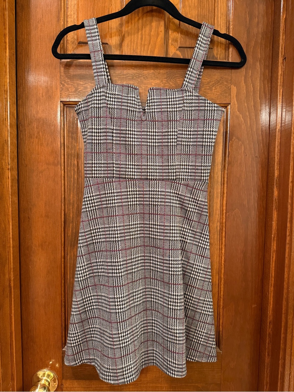 Aeropostale Black & White Plaid Mini Dress with Red Windowpane